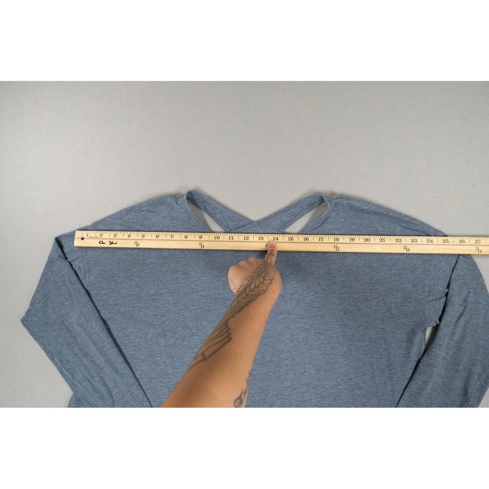Lululemon Back Into It Long Sleeve Shirt Heathered Blue Relaxed Fit Top - Picture 3 of 8